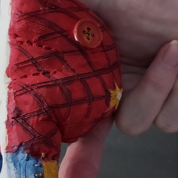 Santa Stocking Hanger some paint missing in back,chip on button in the back. - Picture 9 of 9